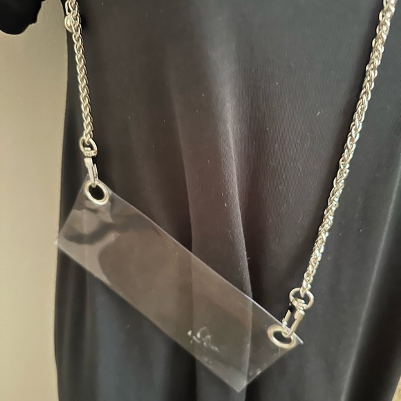 NWOT Chain and clear Plastic Insert shiny silver tone adjustable for long Wallet - Picture 4 of 13